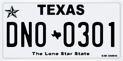 TX license plate DNO0301