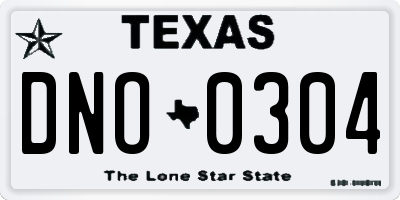 TX license plate DNO0304