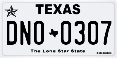 TX license plate DNO0307