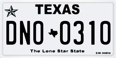 TX license plate DNO0310
