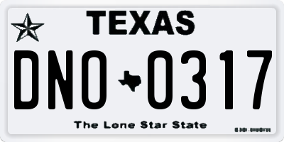 TX license plate DNO0317