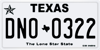 TX license plate DNO0322