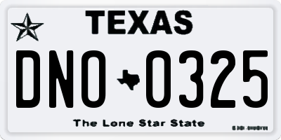 TX license plate DNO0325