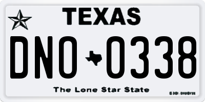 TX license plate DNO0338