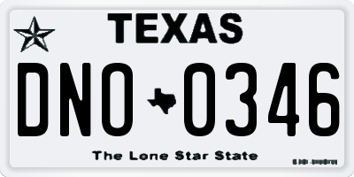 TX license plate DNO0346