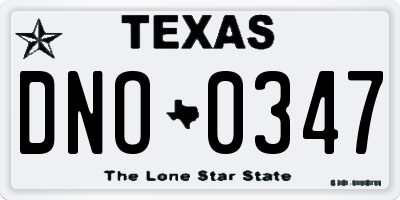TX license plate DNO0347