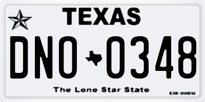 TX license plate DNO0348