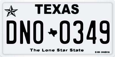 TX license plate DNO0349