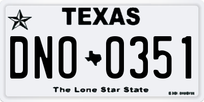 TX license plate DNO0351