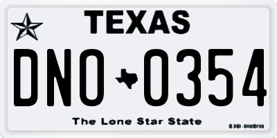 TX license plate DNO0354