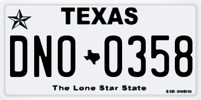 TX license plate DNO0358
