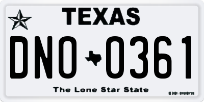 TX license plate DNO0361