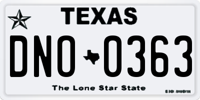 TX license plate DNO0363