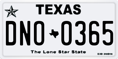 TX license plate DNO0365