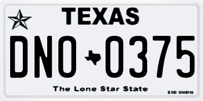 TX license plate DNO0375
