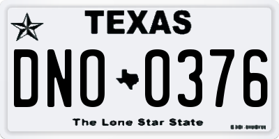 TX license plate DNO0376