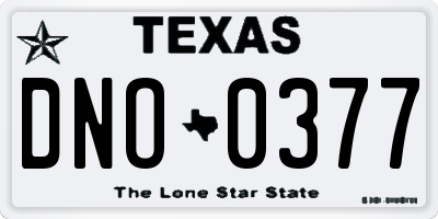 TX license plate DNO0377