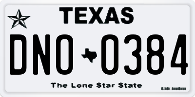 TX license plate DNO0384