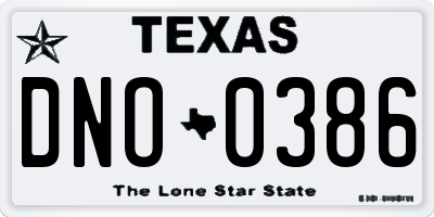 TX license plate DNO0386