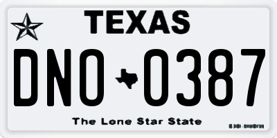 TX license plate DNO0387