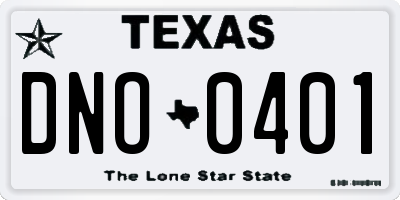 TX license plate DNO0401