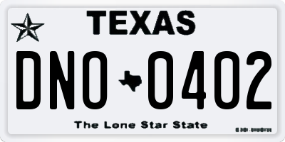 TX license plate DNO0402