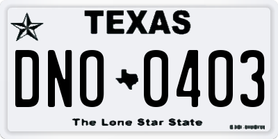 TX license plate DNO0403