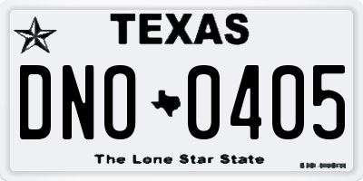 TX license plate DNO0405