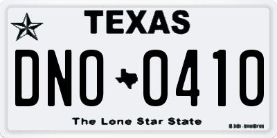 TX license plate DNO0410