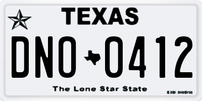 TX license plate DNO0412