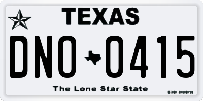 TX license plate DNO0415