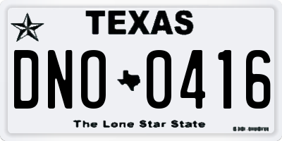 TX license plate DNO0416