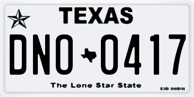 TX license plate DNO0417