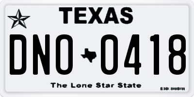TX license plate DNO0418