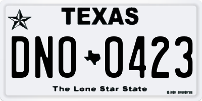 TX license plate DNO0423