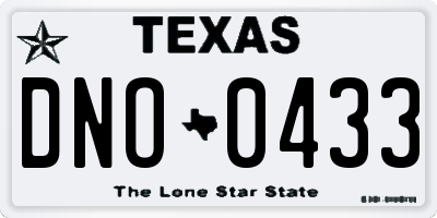 TX license plate DNO0433