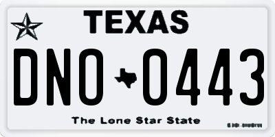 TX license plate DNO0443