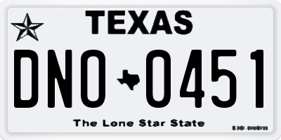 TX license plate DNO0451