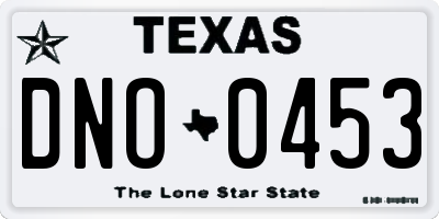 TX license plate DNO0453