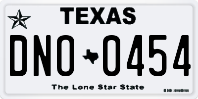 TX license plate DNO0454