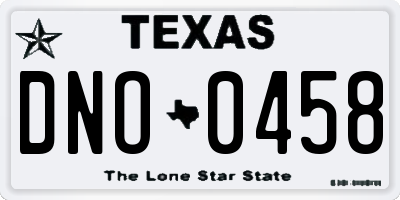 TX license plate DNO0458