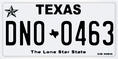 TX license plate DNO0463