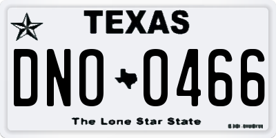 TX license plate DNO0466