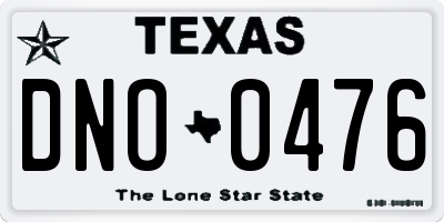 TX license plate DNO0476