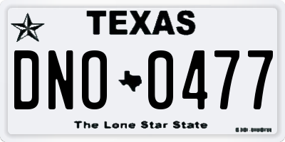 TX license plate DNO0477