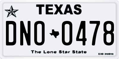 TX license plate DNO0478