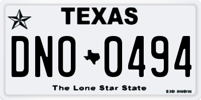 TX license plate DNO0494