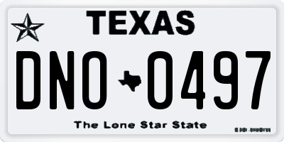 TX license plate DNO0497