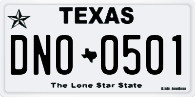 TX license plate DNO0501