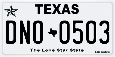 TX license plate DNO0503